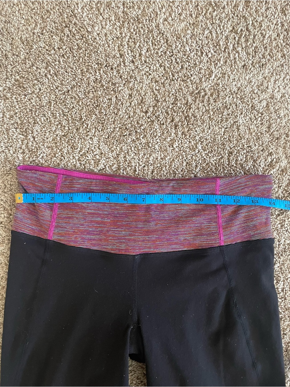 lululemon athletica Black Cropped Leggings with Pink Marled Waistband - Picture 5 of 9